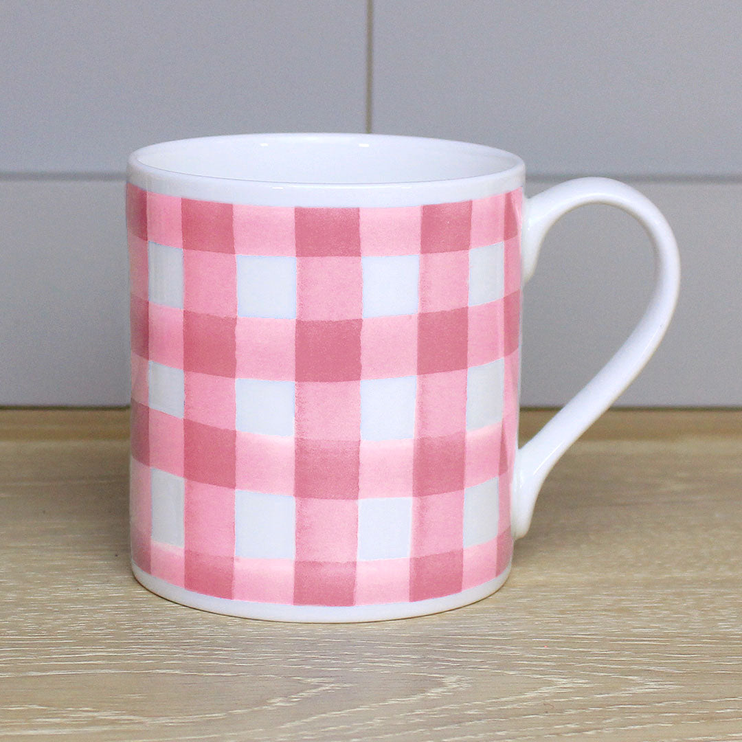 Pink Gingham Mug
