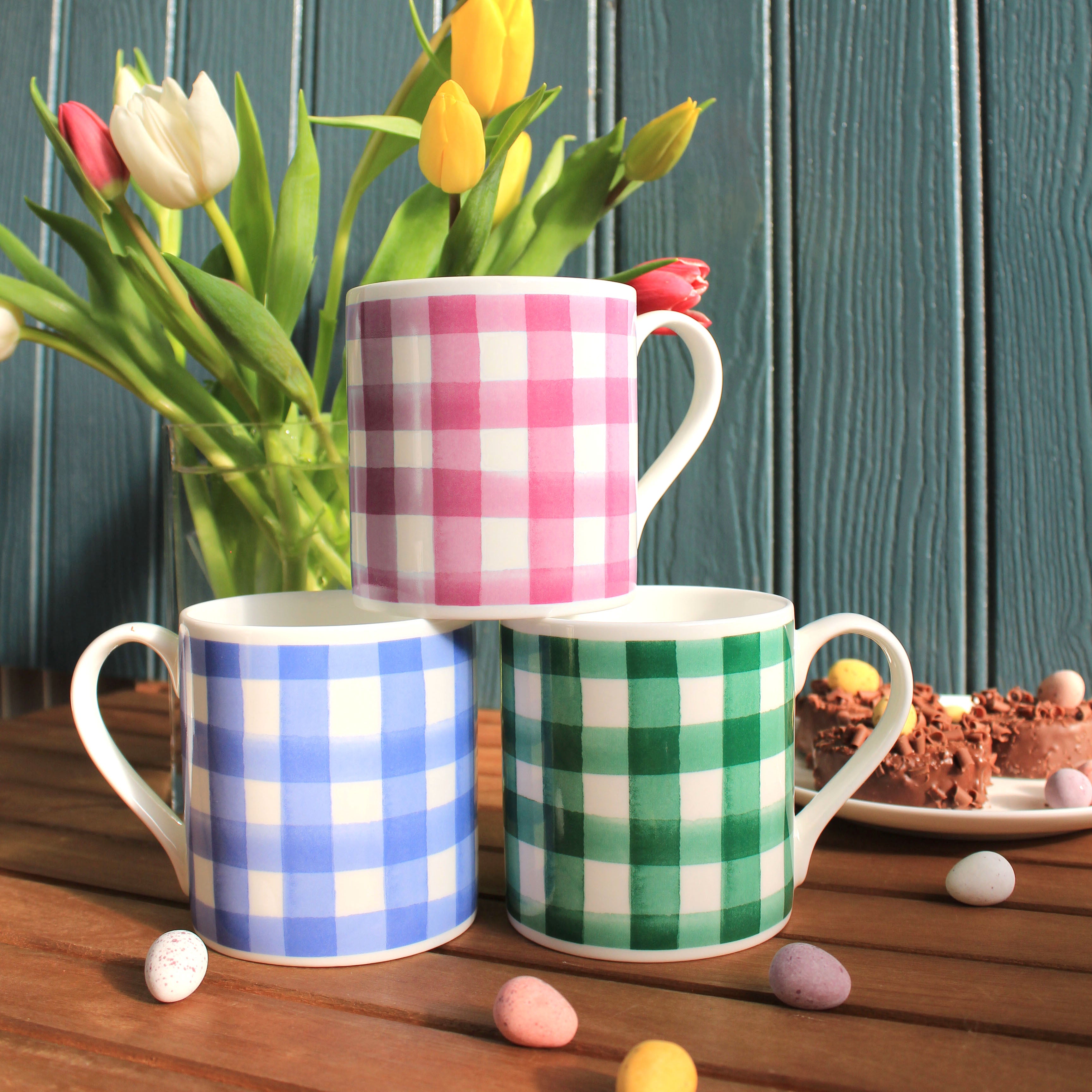 Pink Gingham Mug