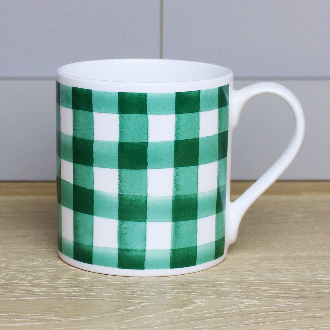 Green Gingham Mug