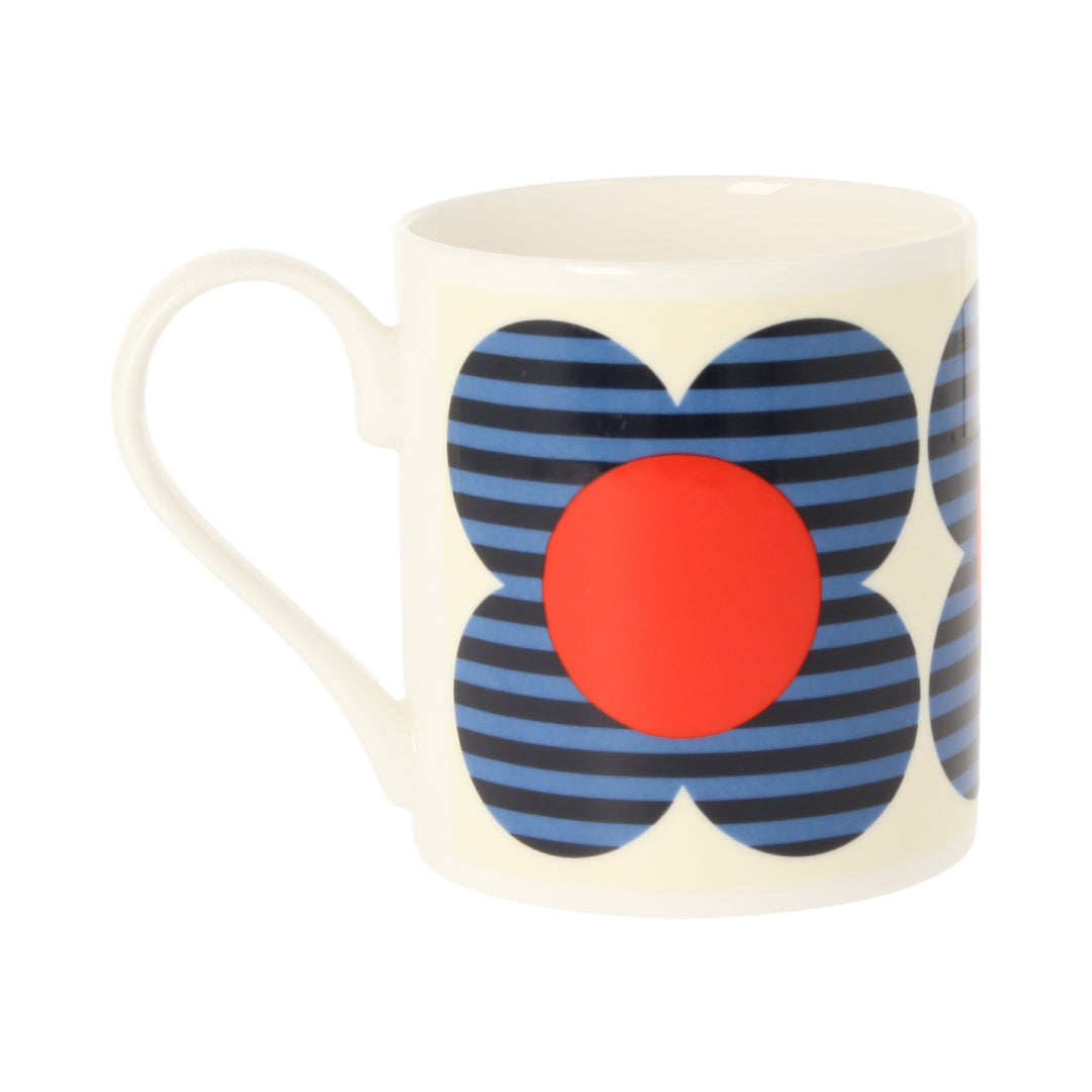 Striped Flower Blue Mug