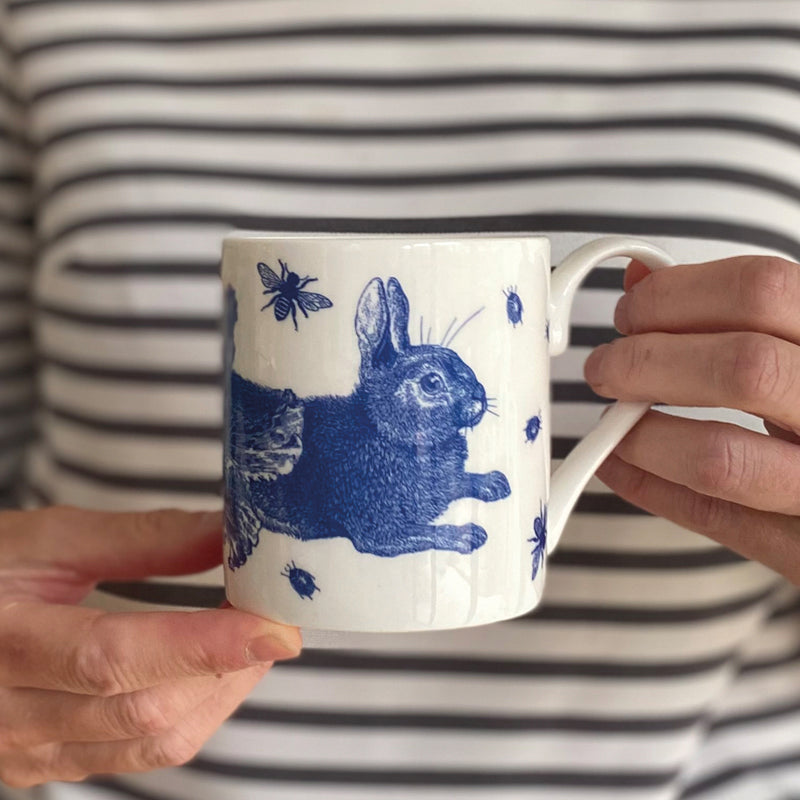 Rabbit & Cabbage Delft Blue Mug
