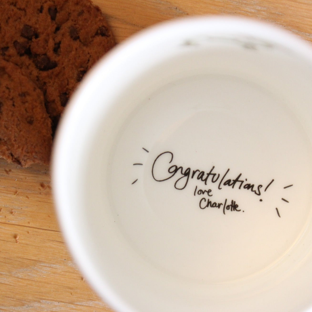 Your handwriting on a mug