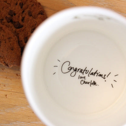 Your handwriting on a mug