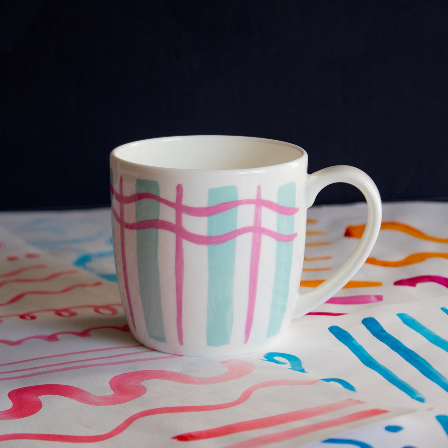 Wavy Stripe Bubblegum & Mint Huggable Mug