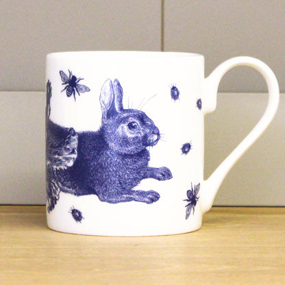 Rabbit &amp; Cabbage Delft Blue Mug