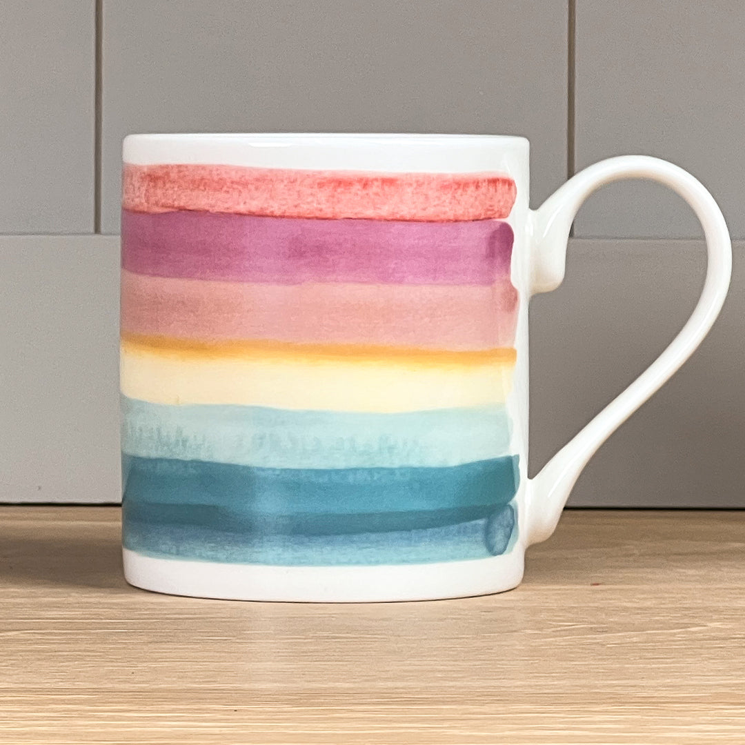 Rainbow Stripe Teal Mug