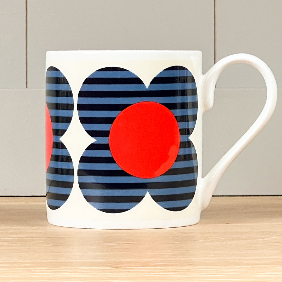 Striped Flower Blue Mug